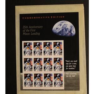25th Anniversary of the First Moon Landing – Full Sheet of 29¢ US Stamps – 1994